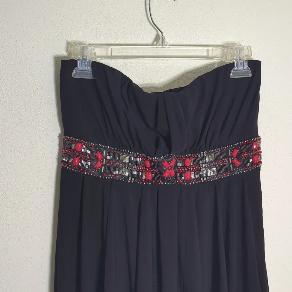 White House Black Market Womens Dress Strapless Jersey Beads Christmas Holiday 6